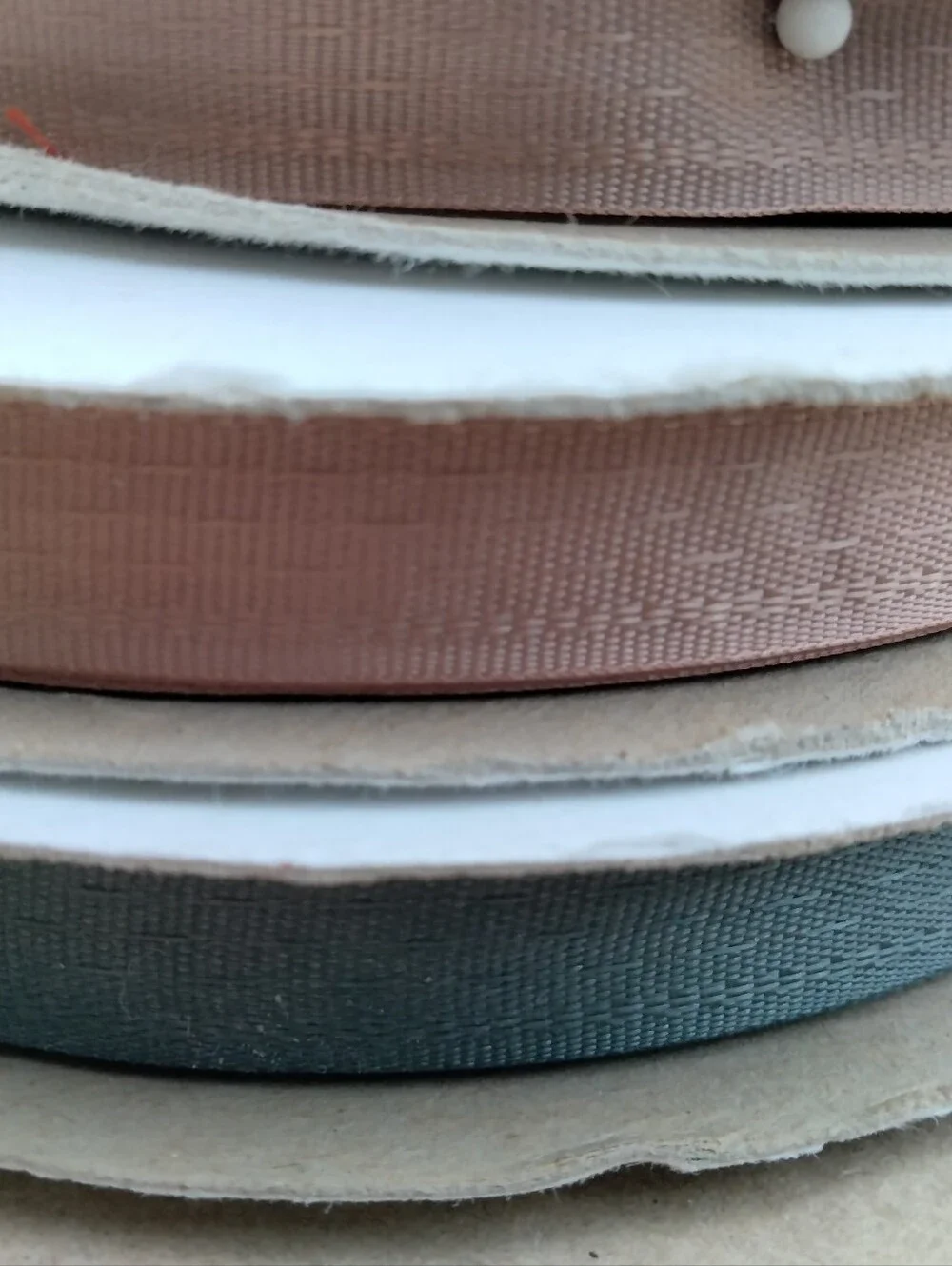 Vintage Seam Binding Spools - Lot Of 3 (2 Tan 1 Pewter) 1/2